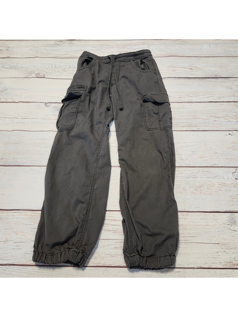 Hollister XS Gray High Rise Parachute Baggy Pants with Drawstring Waist